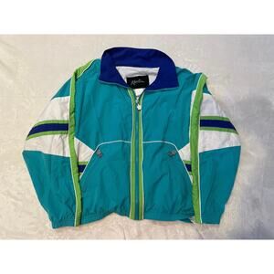 Vintage 80s 90s KAELIN Windbreaker Jacket M Medium Blue Green VTG Full Zip 70s